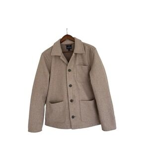J Crew Authentic Outerwear Mens S Tan Wool Blend Chore Jacket Button / Pockets